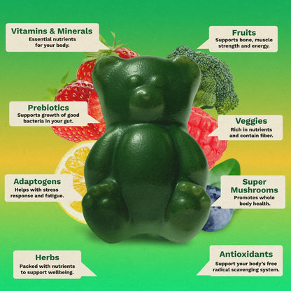 Gruns Adult Greens Gummies  Multivitamin & Prebiotic Fiber, 28 ct