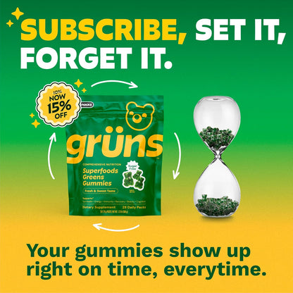 Gruns Adult Greens Gummies  Multivitamin & Prebiotic Fiber, 28 ct