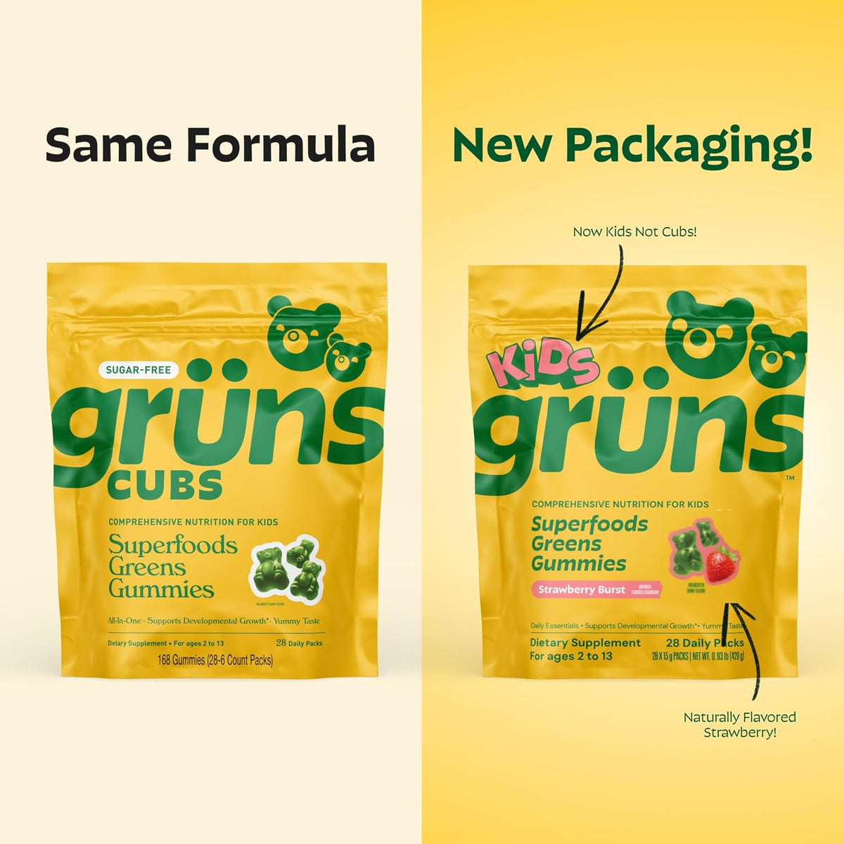Gruns Kids Multivitamin Kids Greens Gummies, 28 ct